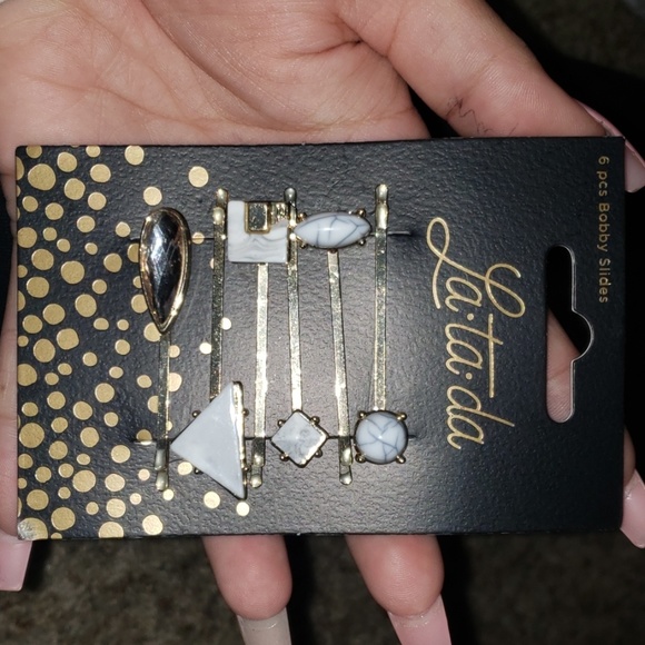 La-ta-da Accessories - Marble Embellished Hair Slides 6pcs